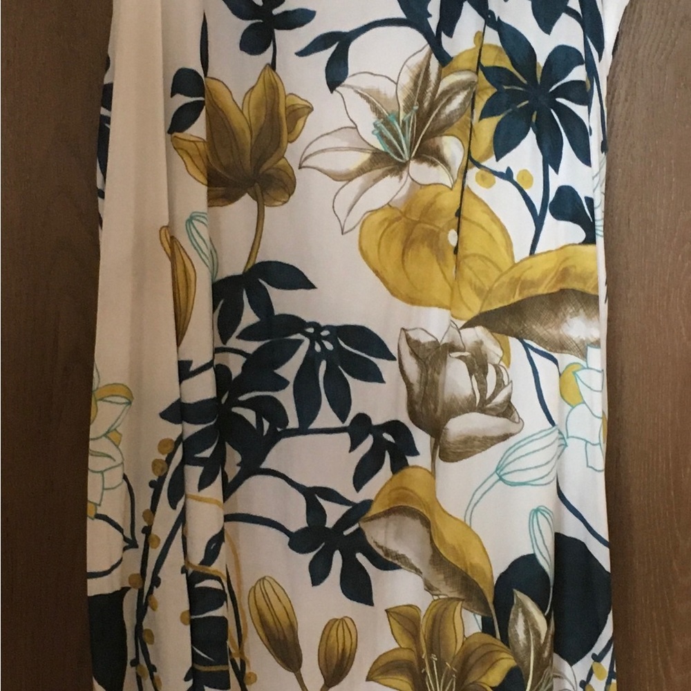 Chicos floral uneven hem sleeveless dress.
